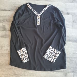 Black Leopard Long Sleeve Top